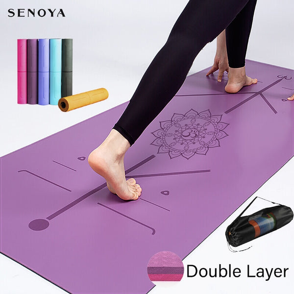 Non Slip Yoga Mat Reversible Design with Carrying Strap & Double Layer  Structure